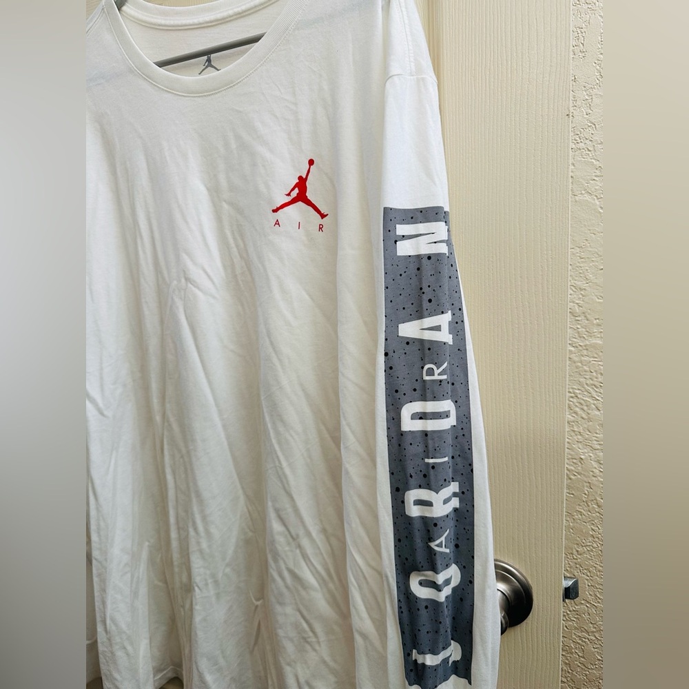 Jordan White and Gray Long Sleeve Men's Tee - Picture 2 of 5